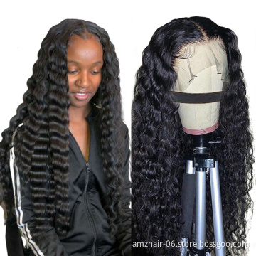 Loose Deep Wave Peruvian Virgin Human Hair Full Lace Frontal Wig Wholesale Hd Transparent Lace Front Wig For Black Women Vendor